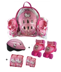Patines, casco y protecciones de Hello Kitty