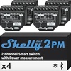 Shelly 2PM Gen3 - Relé Interruptor de persianas inalàmbrico, 2 Canales - 16 A, Wi-Fi & Bluetooth, con Medidor de consumo, Control de app iOS Android y Temporizador, Alexa, Google Home - 4 Piezas