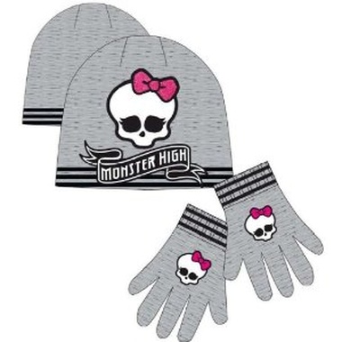 Monster High - Gorro y guantes color gris