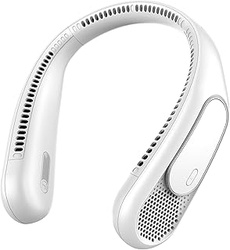 Ventilador de Cuello, 6000mAh Sin Aspas Neck Fan (Blanco) | 4 Velocidades, USB Recargable, Ventilador Portátil Cuello para Hombre, Mujer, Viajes, Deportes, Trabajo, Interior y Exterior
