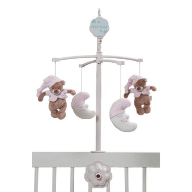 Móvil para cuna de bebé de ositos rosa de Nattou