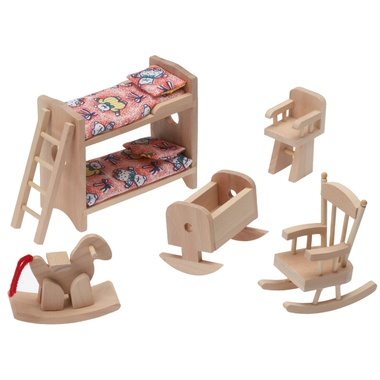 Dormitorio de niños para casita de muñecas, 6 piezas