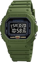 Reloj Digital para Hombre, con Retroiluminación, Impermeable, Resistente a Los Golpes, con Alarma, Cronómetro, Cuenta Regresiva