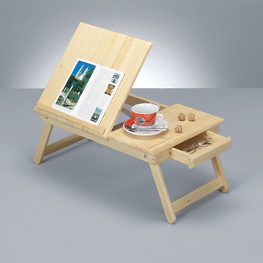 Bandeja para la cama con patas y soporte de lectura (pino)