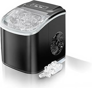Máquina de hielo de sobremesa,12 kg/24h, 9 bolas de hielo listas en 6 minutos en 2 tamaños. Portátil con autolimpieza, incluye pala y cesta, ideal para hogar, cocina y camping