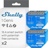 Shelly 1 Gen4 – Módulo interruptor inalámbrico Matter, Zigbee y Wi-Fi, 1 canal 16A, Contactos secos, Relé abrepuertas de garaje, Control por aplicación y voz Alexa, Google y Apple HomeKit - 2 Piezas