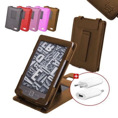 Funda Y Cubierta marrón De Piel Auténtica con soporte para Kindle 4.