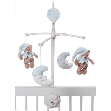 Móvil para cuna de bebé de ositos azul de Nattou