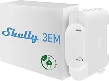 Shelly 3EM, Trifásico Inalámbrico Smart Medidor De Energía Con Control De Contracción Relé Interruptor, Compatible Con Alexa & Google Home, iOS Android App, No Hub Requerido|Monitoreo De Potencia