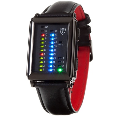 Reloj de Caballero Binario correa de piel