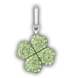 Charm trébol de cuatro ojas con cristal verde