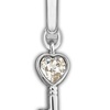 Charm en forma de llave con corazón en cristal transparente