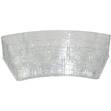 Organizador de maquillajes, acrílico y semicircular.