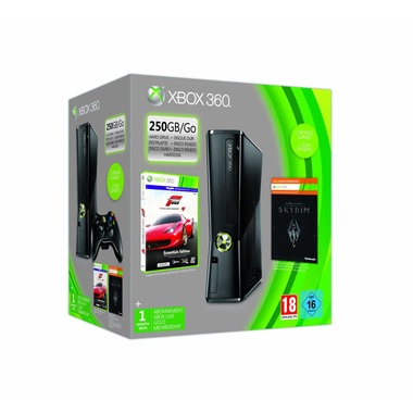 Pack Xbox 360 - Consola 250 Gb + Forza 4 + Skyrim + Live 1 Mes