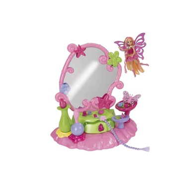 Tocador de belleza con muñeca y accesorios, color rosa
