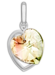 Charm doble corazón con cristal Aurora Boreal