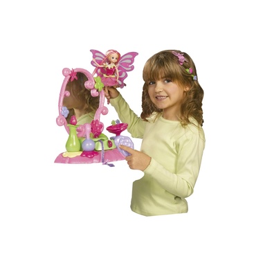 Tocador de belleza con muñeca y accesorios, color rosa