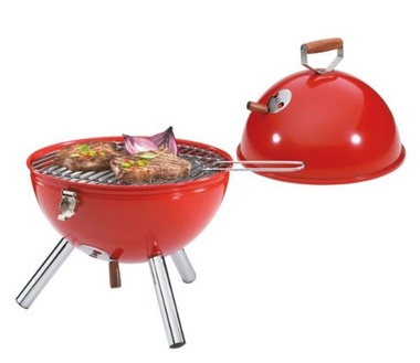 Barbacoa con tapa en forma de bola, color rojo
