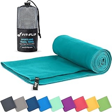 Fit-Flip Toalla Microfibra, para el Gimnasio y la Playa, compacta | ultraligera, grande y de secado rápido, toallas microfibras de natacion, gym, viaje y piscina
