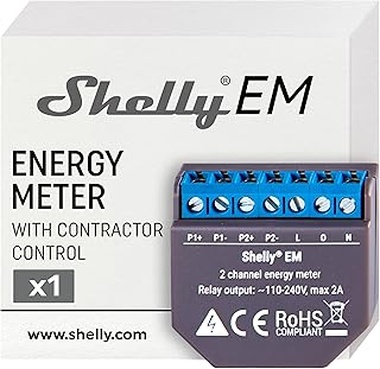Shelly EM | Smart Medidor De Energía Inalámbrico Y Interruptor Relé De Contracción | Automatización Del Hogar | Funciona Con Alexa & Google Home | iOS Android App | No Hub Requerido