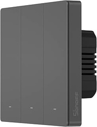 SONOFF Interruptor de luz Inteligente,Interruptor de Pared Wi-Fi Alexa, Interruptores de luz eléctrica,Tipo M5-86 3 Canal. Compatible con Alexa and Google Home .[Cable neutro requerido]