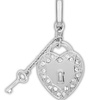 Charm plateado en forma de corazón con llave