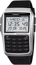 Reloj de Pulsera de Acero Inoxidable Estilo Computadora para Hombre, Reloj con Calculadora, Reloj LED Multifuncional, Caja de Plástico.