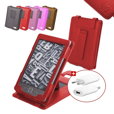  Funda Y Cubierta roja De Piel Auténtica con soporte para Kindle 4.