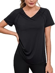 Camiseta Deporte Mujer Cuello en V Ligera y Transpirable