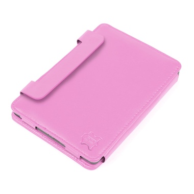 Funda Y Cubierta rosa de Piel Auténtica con soporte para Kindle 4.