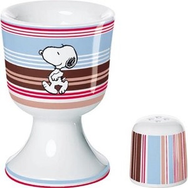Huevero y salero de Snoopy con franjas
