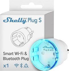 Shelly Plug S MTR Gen3- Blanco, Enchufe Inteligente Wi-Fi con Matter, Con Medidor de Consumo y Indicador LED, Control Remoto por App y por Voz, Alexa, Google Home,SmartThings