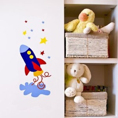 Vinilo decorativo infantil "Cohete espacial"