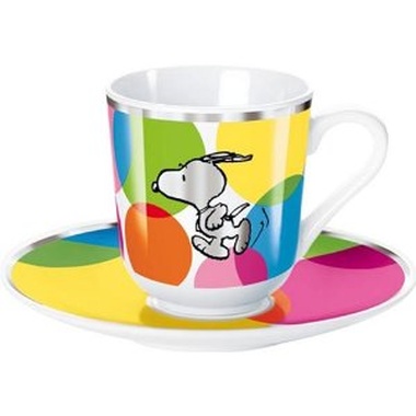 Taza y plato de café (100 ml)  Snoopy lunares
