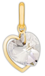 Charm dorado con doble corazón de cristal AB