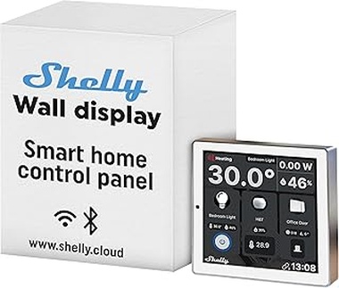 Shelly Wall Display Blanco, WiFi & Bluetooth Panel De Control Inteligente Con Interruptor De 5 A Integrado Y Pantalla De Color, Automatización Del Hogar, Aplicación iOS Android, Sensores LUX