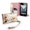 Funda / Cartera de tela laminada beige para iPhone 5 