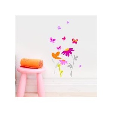 Vinilo decorativo infantil "Flores y mariposas"
